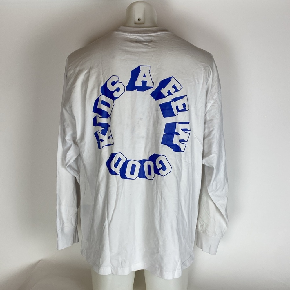 STAINED A FEW GOOD KIDS Logo Print Crew Neck Long Sleeve Tee size XL